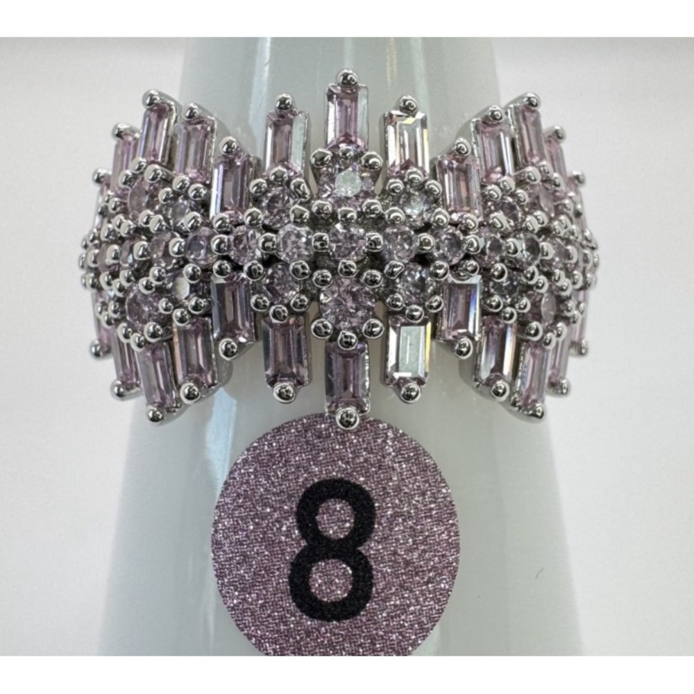 Size 8 Bomb Party Ring - RG13321 Delicate Beauty - Rose Quartz Cubic Zirconia
